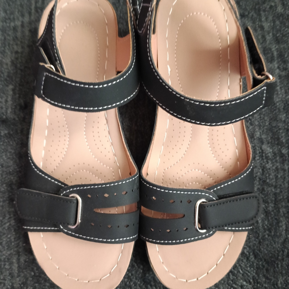 Kids Black Strap Sandals - Comfortable Summer Shoe